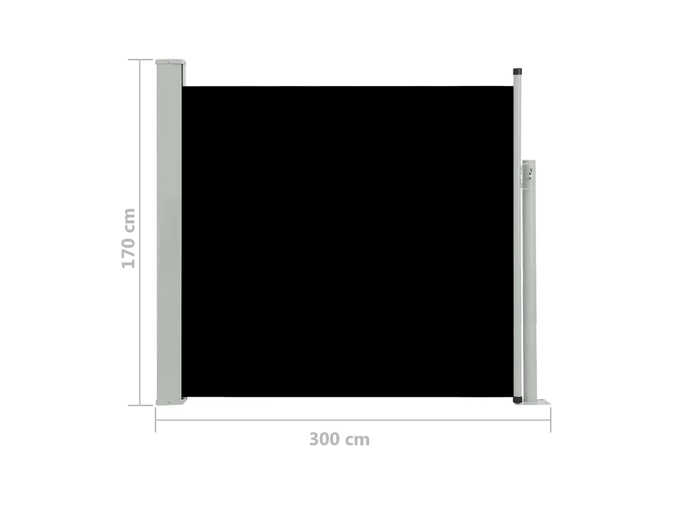 Auvent latéral rétractable de patio 170x300 Noir