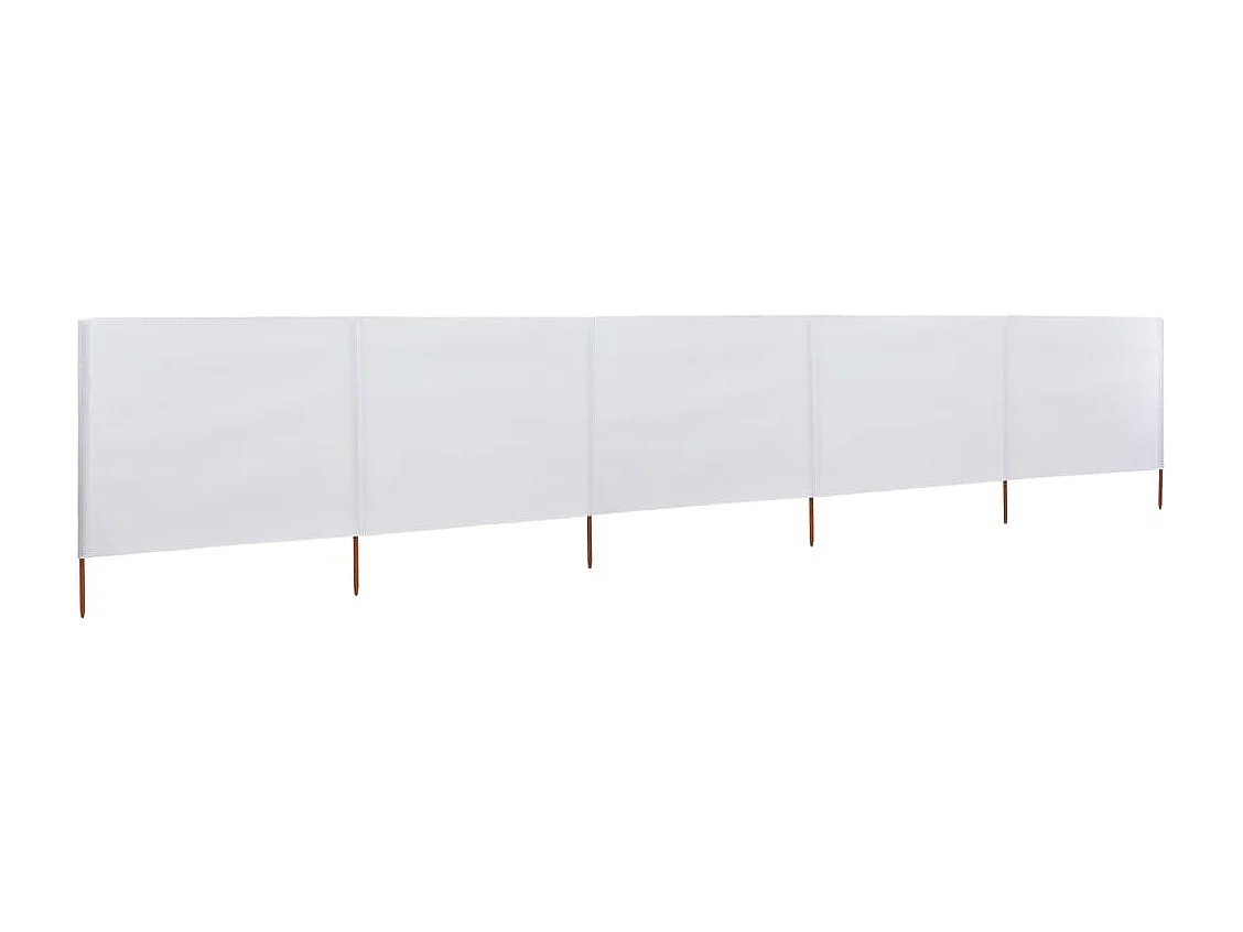 Paravent 5 panneaux Tissu 600x160 Blanc sable