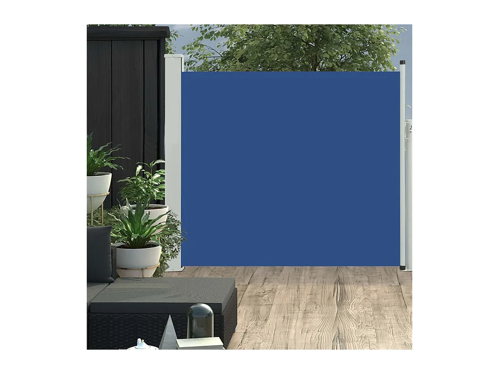 Auvent latéral rétractable de patio 100x300 Bleu 2