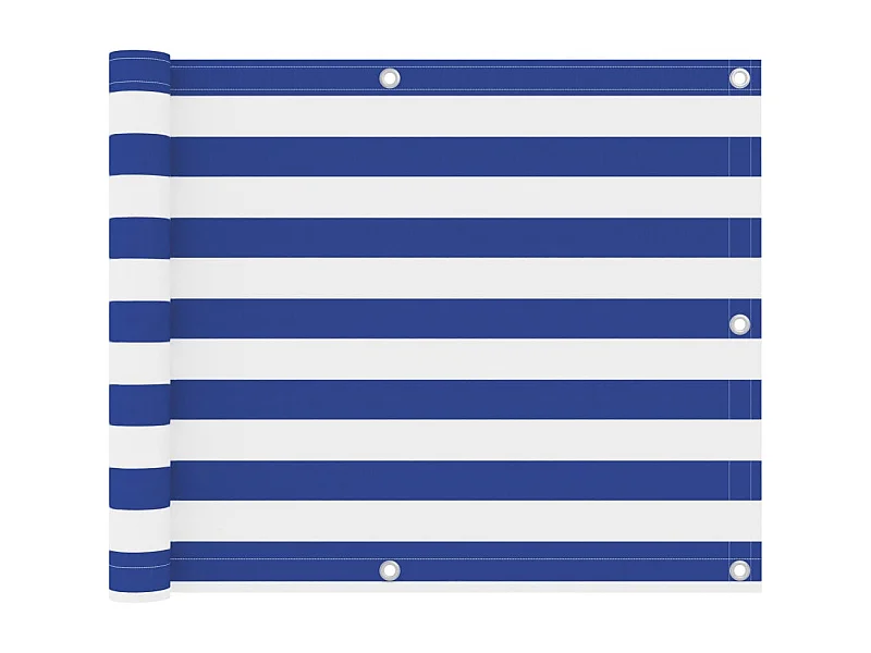 Écran de balcon Blanc et bleu 75x300 Tissu Oxford