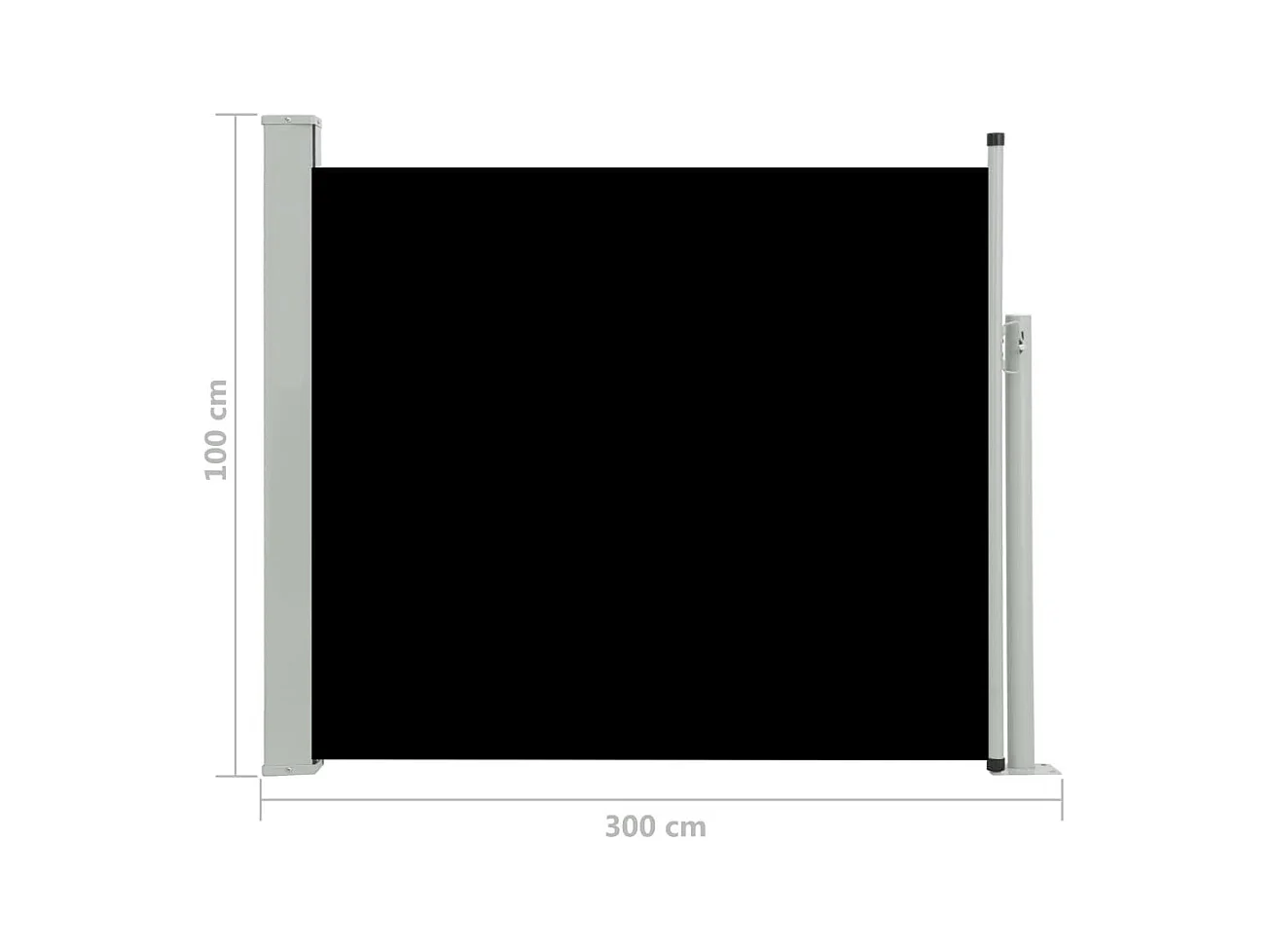 Auvent latéral rétractable de patio 100x300 Noir