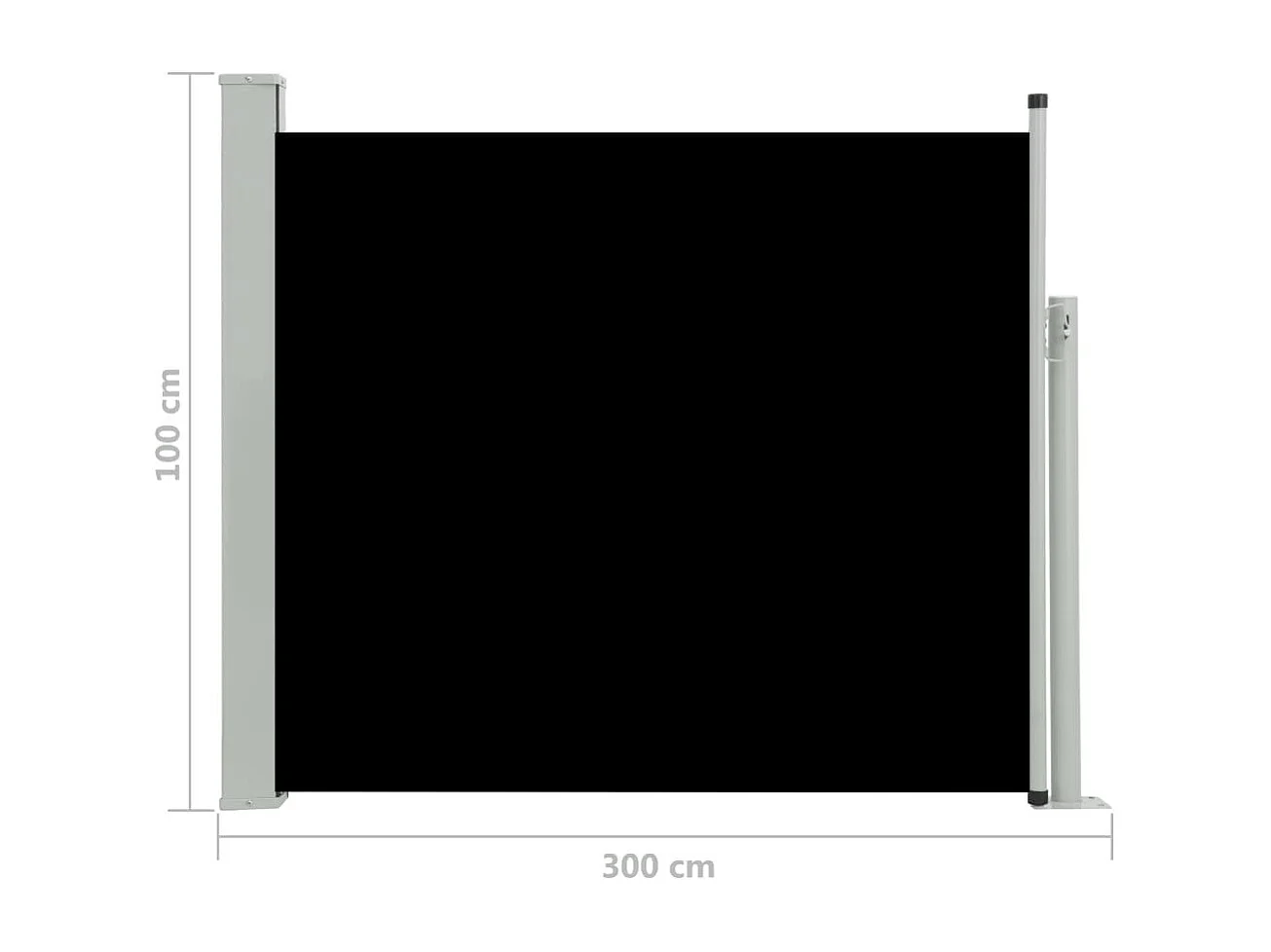 Auvent latéral rétractable de patio 100x300 Noir
