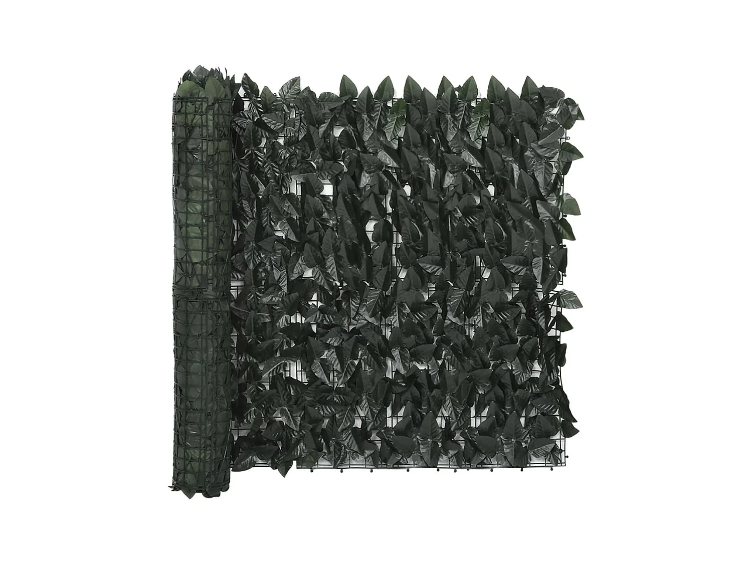 Écran de balcon avec feuilles vert foncé 300x75