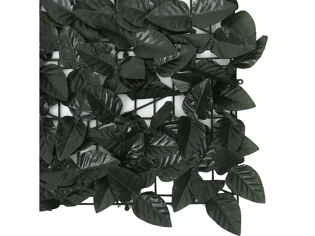 Écran de balcon avec feuilles vert foncé 300x75