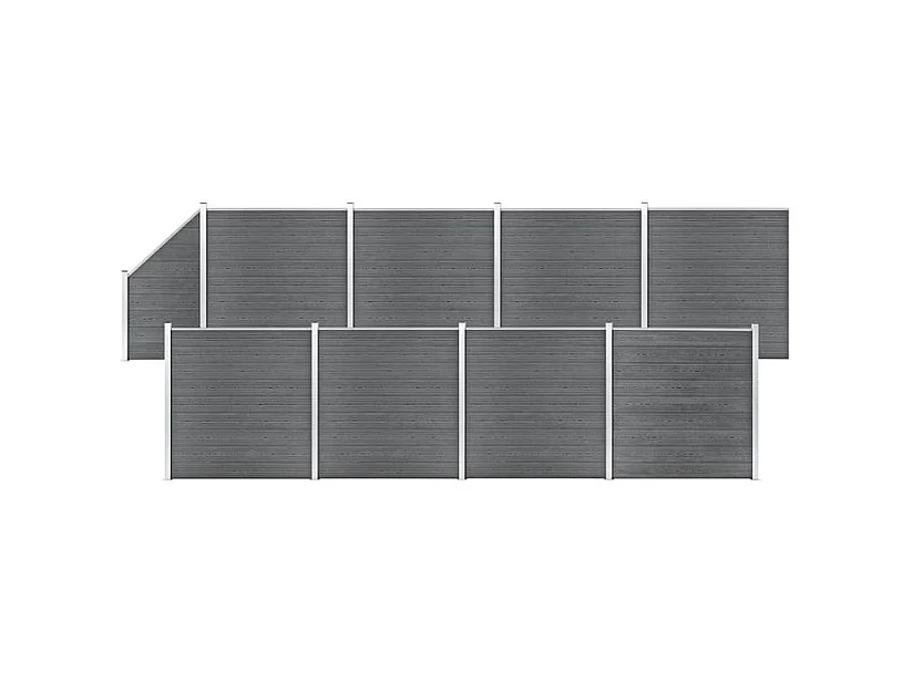 Ensemble de clôture WPC 8 Carré + 1 Incliné 1484x186 Gris
