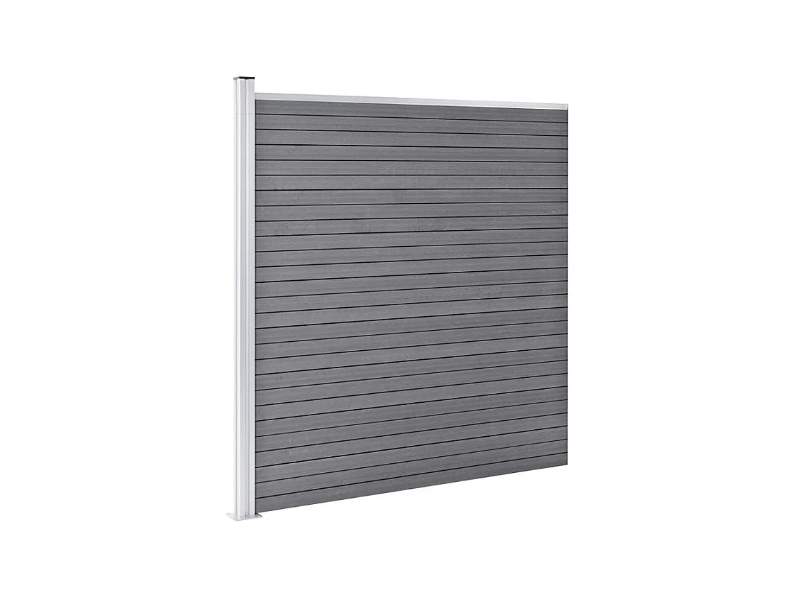 Ensemble de clôture WPC 8 Carré + 1 Incliné 1484x186 Gris