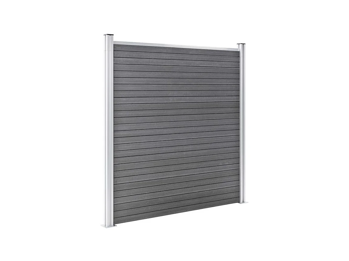 Ensemble de clôture WPC 8 Carré + 1 Incliné 1484x186 Gris