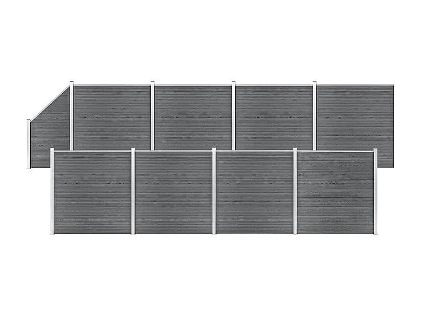 Ensemble de clôture WPC 8 Carré + 1 Incliné 1484x186 Gris