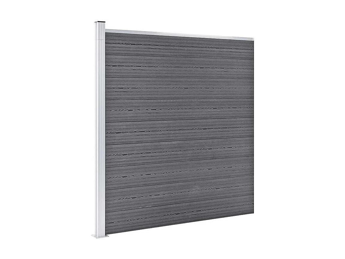 Ensemble de clôture WPC 8 Carré + 1 Incliné 1484x186 Gris