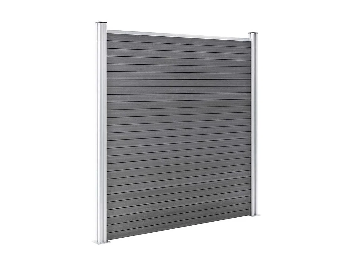 Ensemble de clôture WPC 8 Carré + 1 Incliné 1484x186 Gris