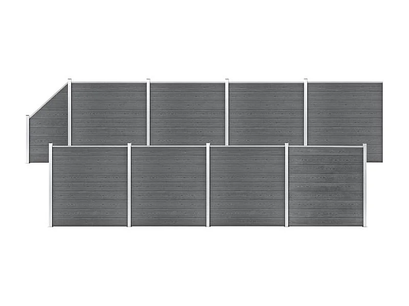 Ensemble de clôture WPC 8 Carré + 1 Incliné 1484x186 Gris