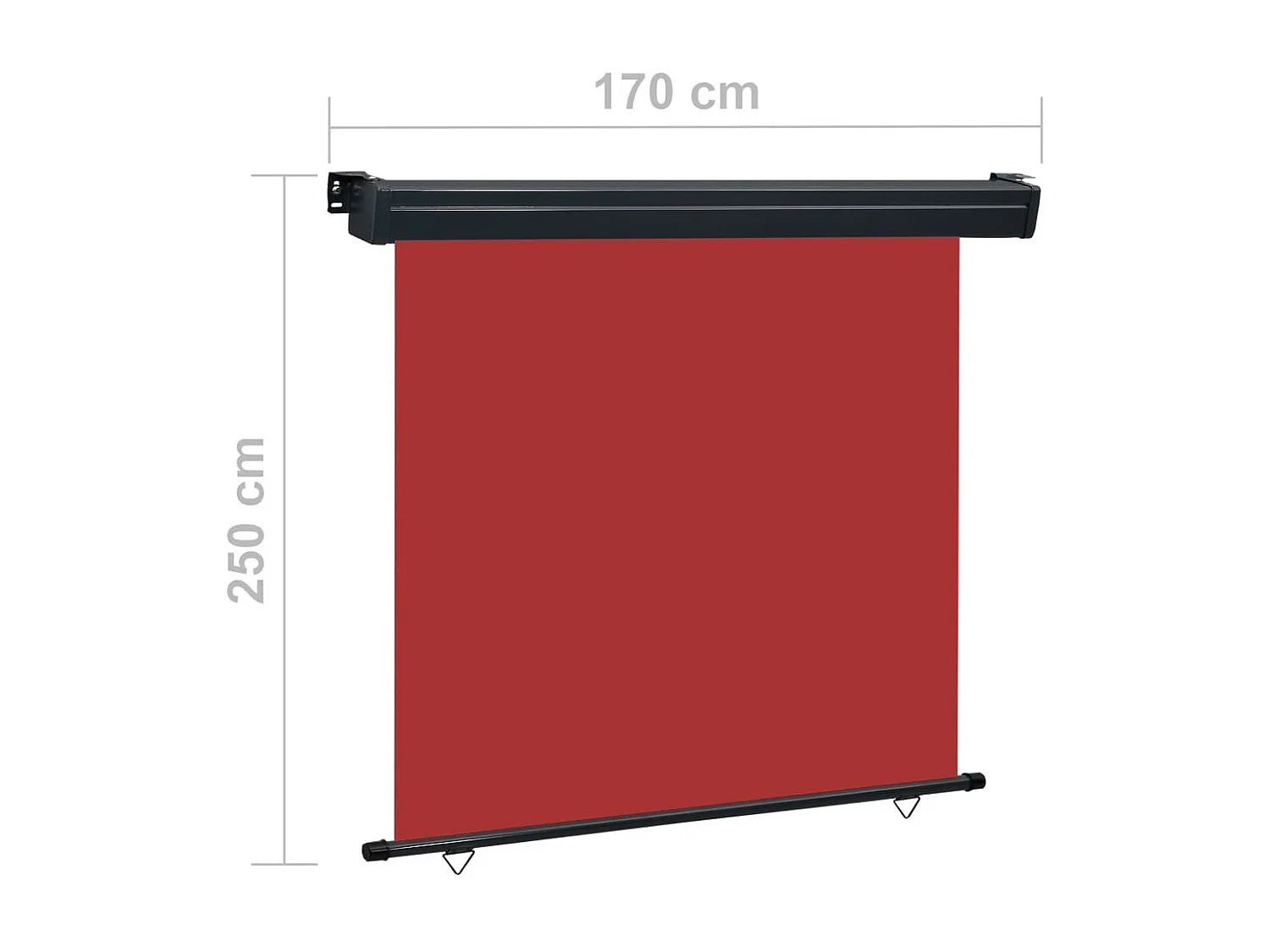 Auvent latéral de balcon 170x250 Rouge