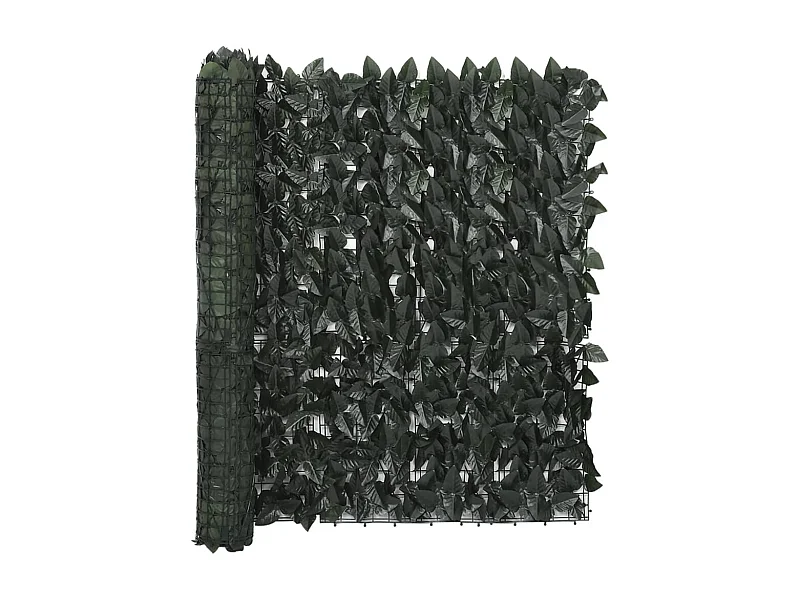 Écran de balcon avec feuilles vert foncé 500x100
