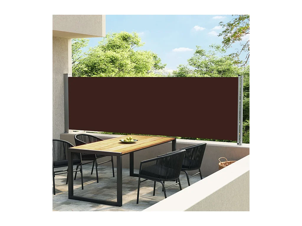 Auvent latéral rétractable de patio 140x600 Marron 2