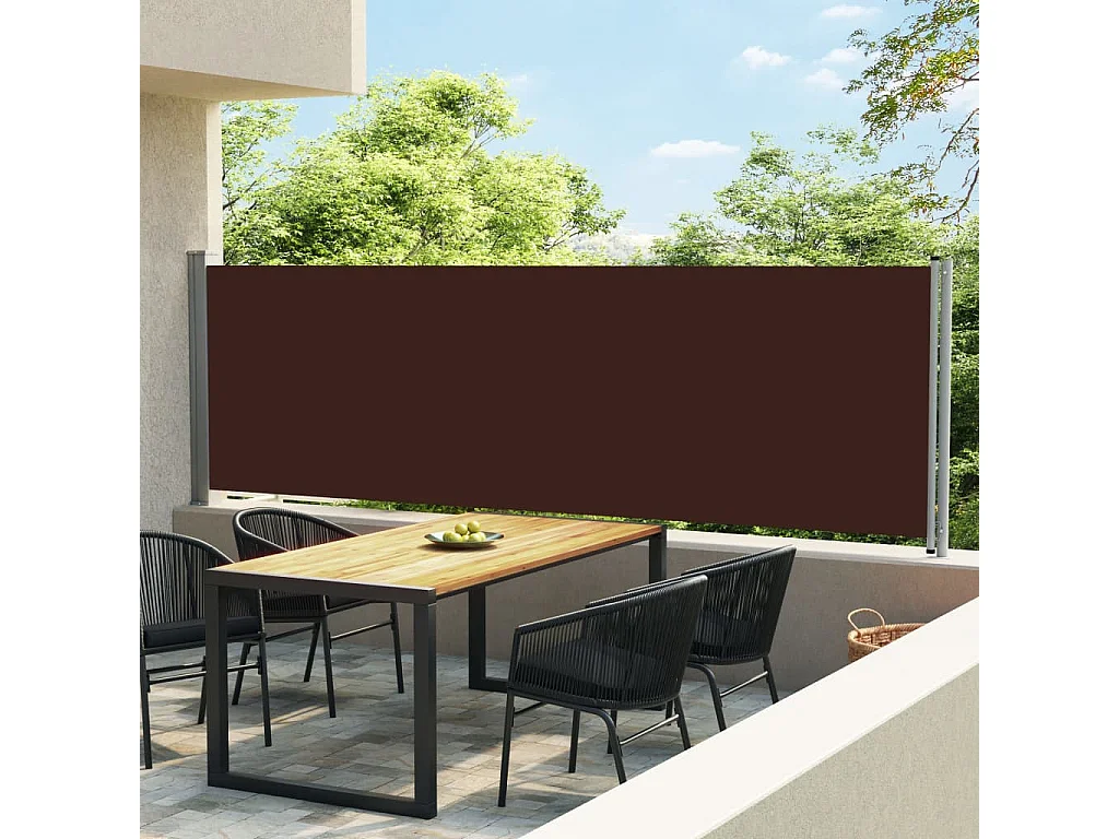 Auvent latéral rétractable de patio 140x600 Marron 2