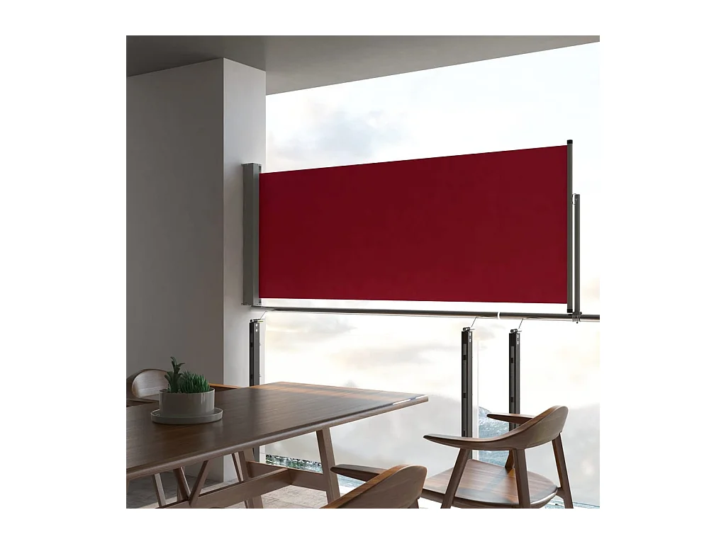 Auvent latéral rétractable de patio 100x300 Rouge 2