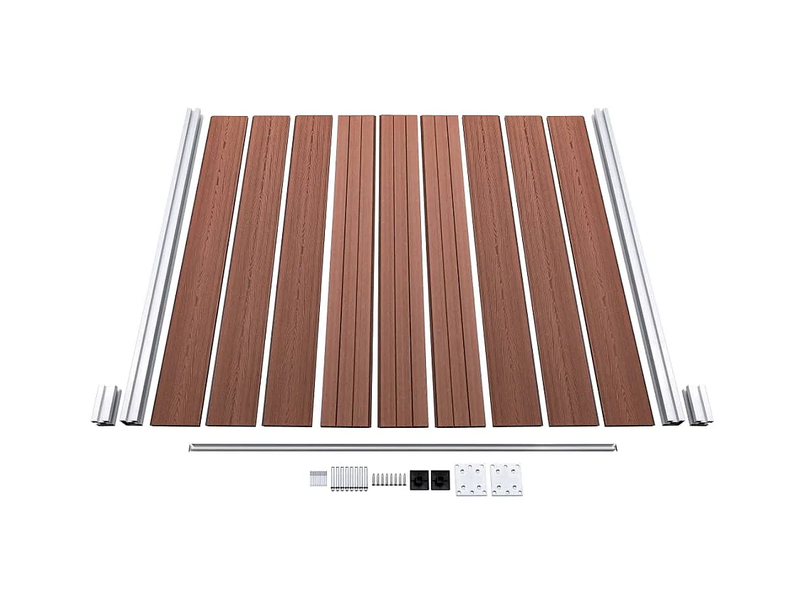 Ensemble de clôture WPC 2 Carré + 1 Incliné 446x186 Marron