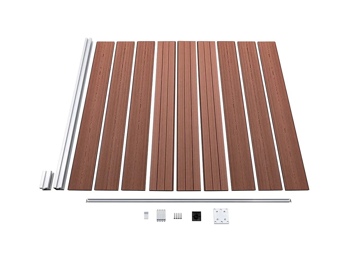 Ensemble de clôture WPC 2 Carré + 1 Incliné 446x186 Marron