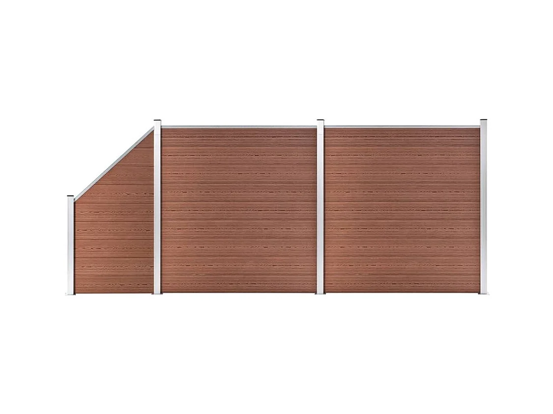 Ensemble de clôture WPC 2 Carré + 1 Incliné 446x186 Marron