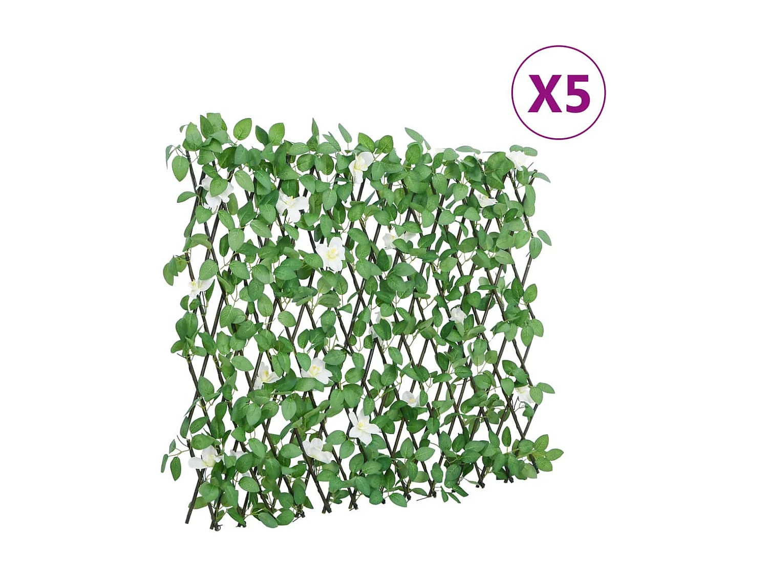 Treillis de lierre artificiel extensible vert 5 pcs 186x70