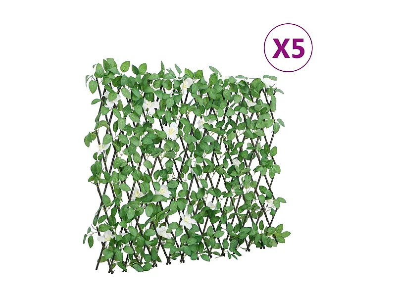 Treillis de lierre artificiel extensible vert 5 pcs 186x70