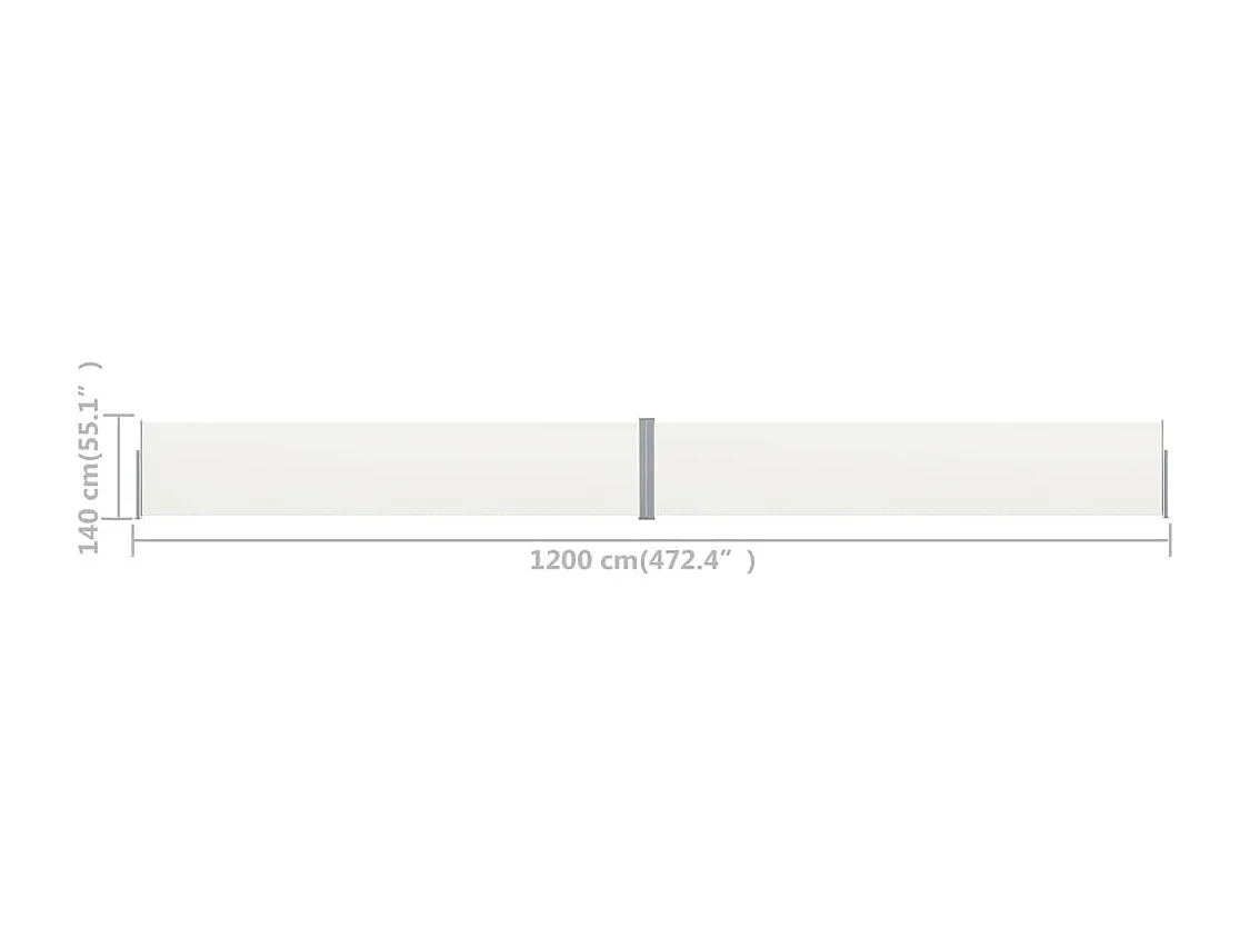 Auvent latéral rétractable de patio 140x1200 Crème