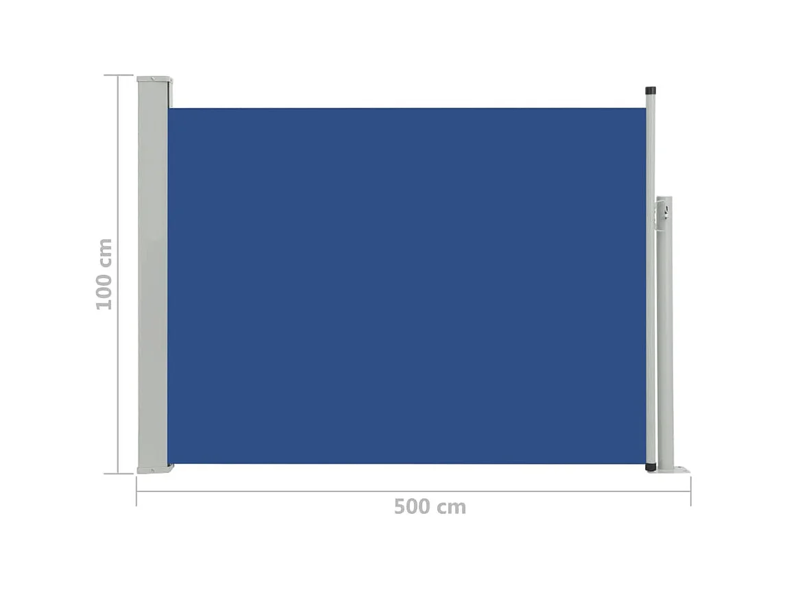 Auvent latéral rétractable de patio 100x500 Bleu