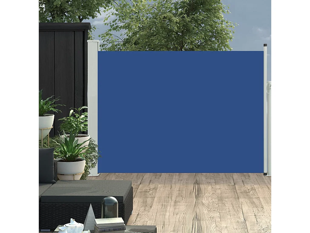 Auvent latéral rétractable de patio 100x500 Bleu