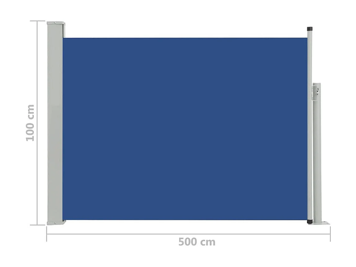 Auvent latéral rétractable de patio 100x500 Bleu