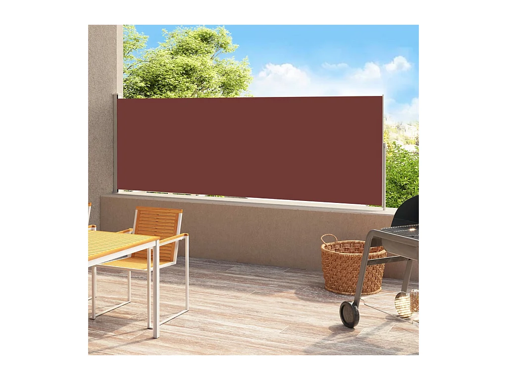 Auvent latéral rétractable de patio 180x500 Marron 2