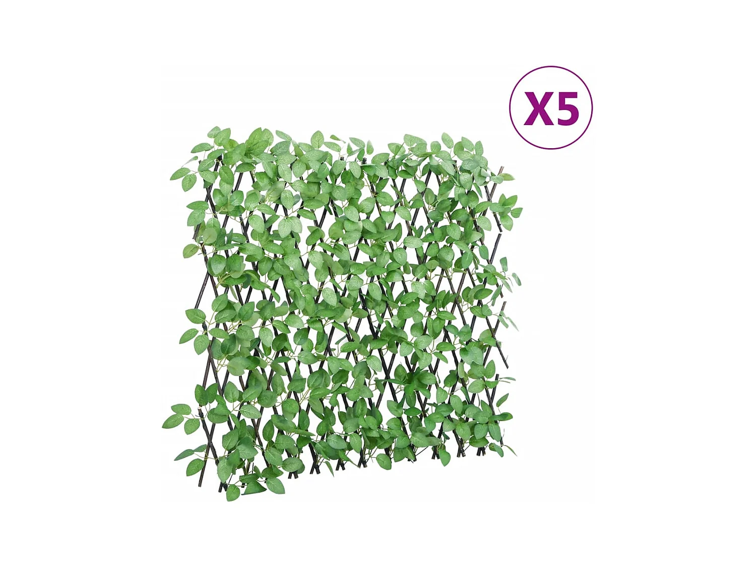 Treillis de lierre artificiel extensible 5 pcs vert 180x65