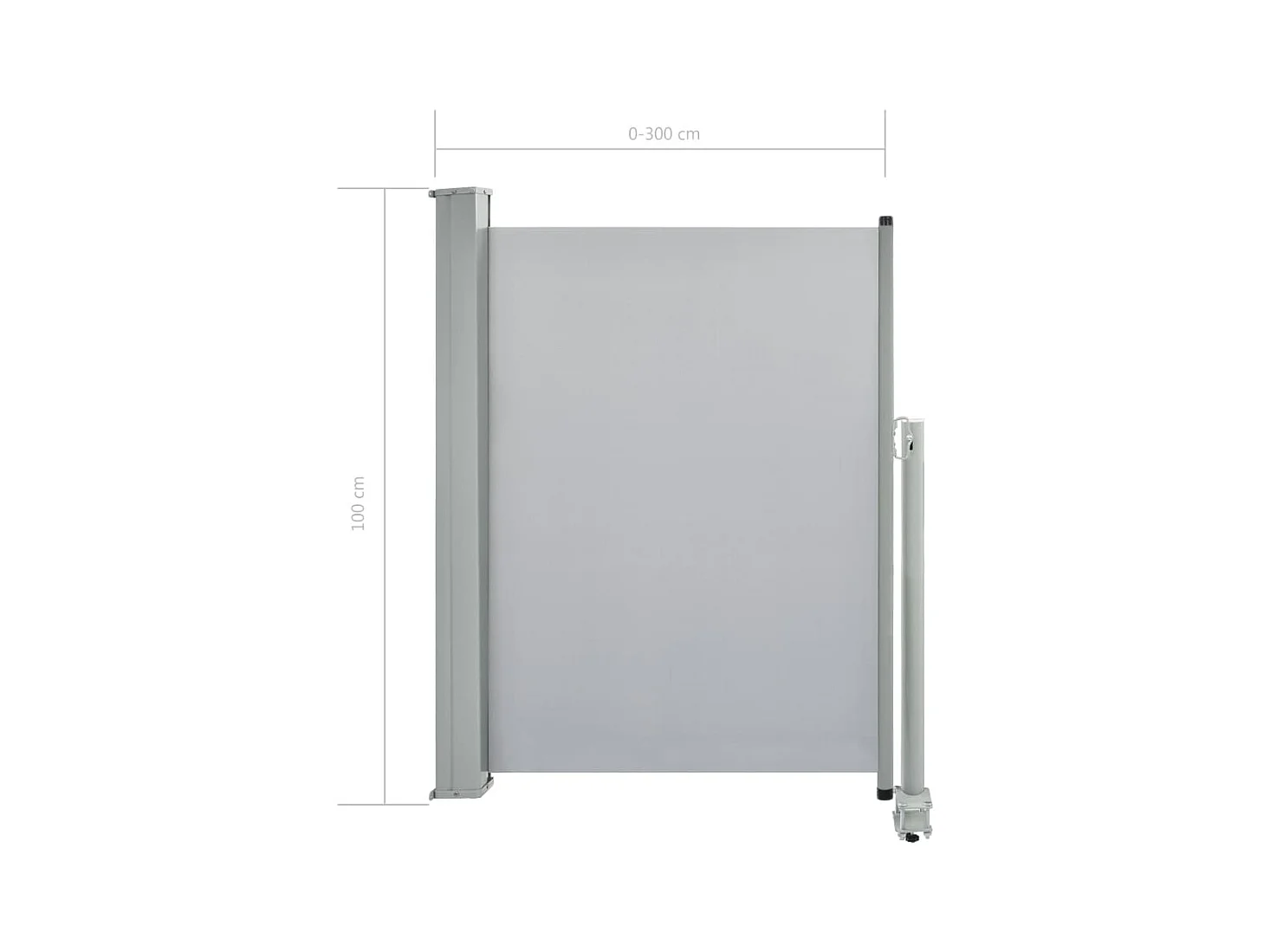Auvent latéral rétractable de patio 100x300 Gris