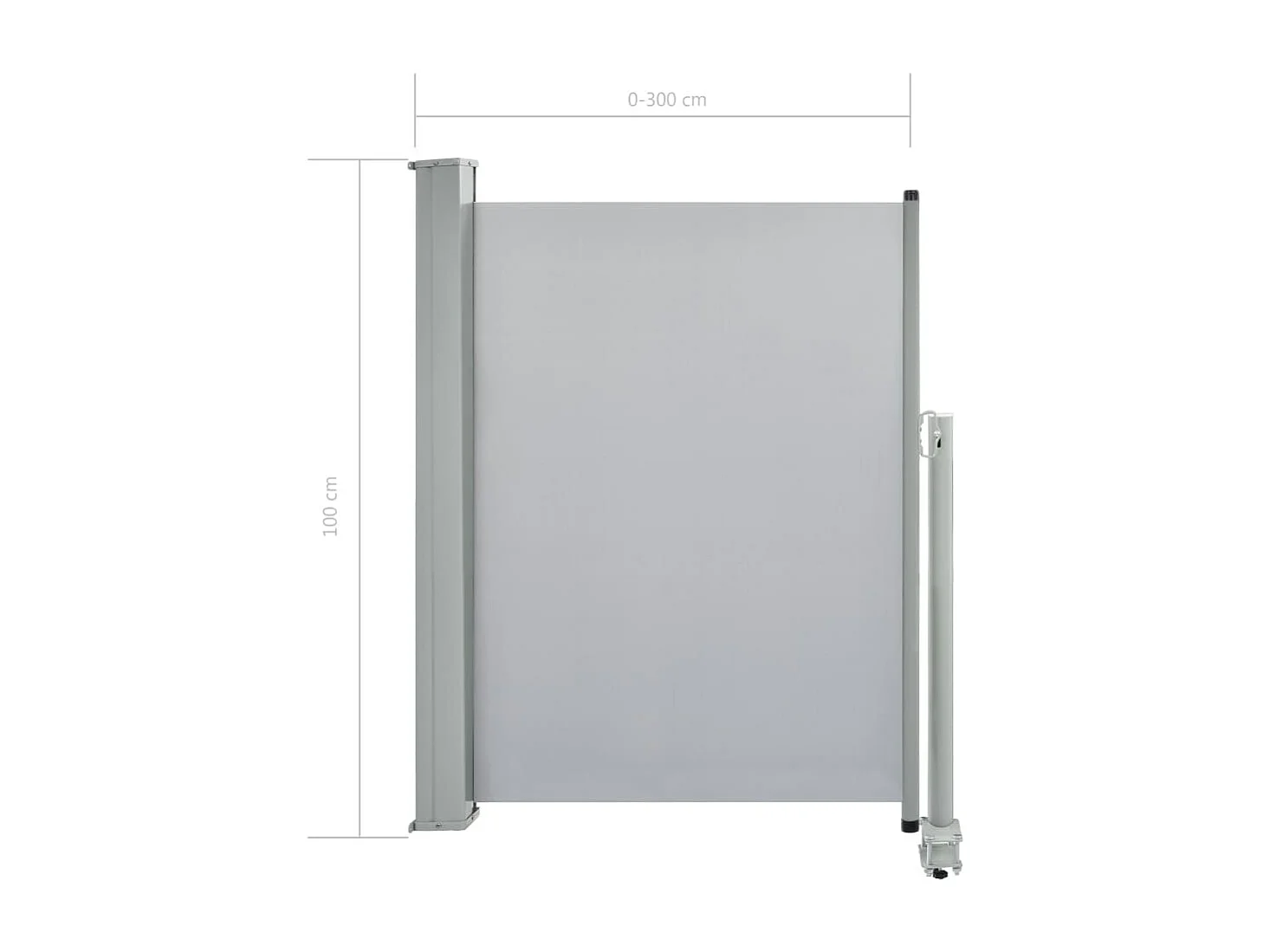 Auvent latéral rétractable de patio 100x300 Gris