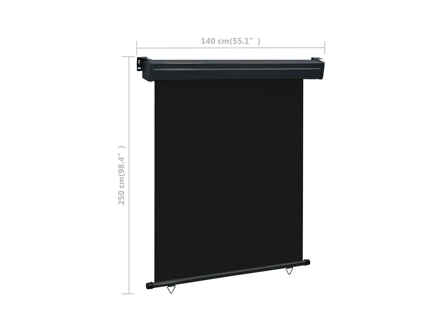 Auvent latéral de balcon 140x250 Noir 2