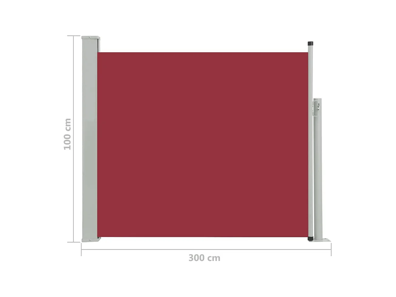 Auvent latéral rétractable de patio 100x300 Rouge
