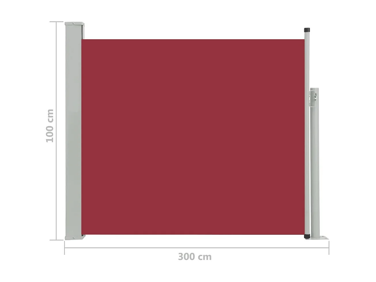 Auvent latéral rétractable de patio 100x300 Rouge