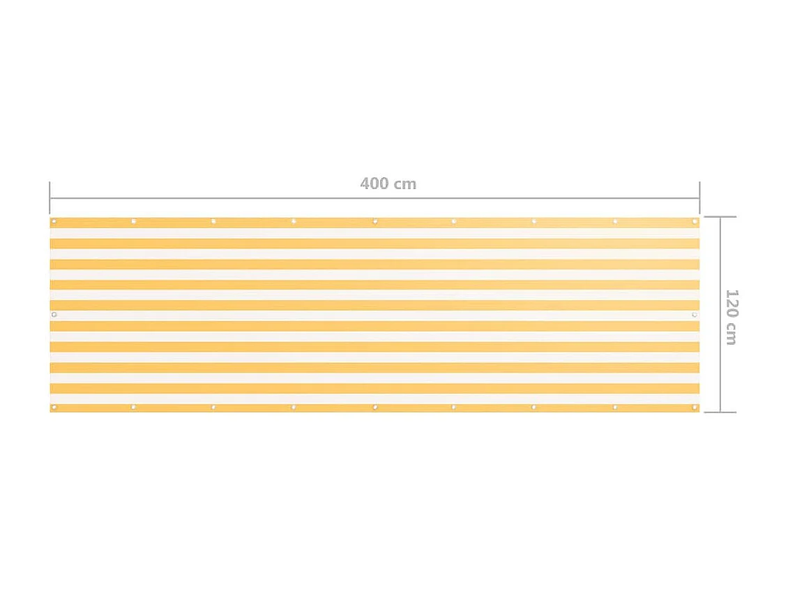 Écran de balcon Blanc et jaune 120x400 Tissu Oxford