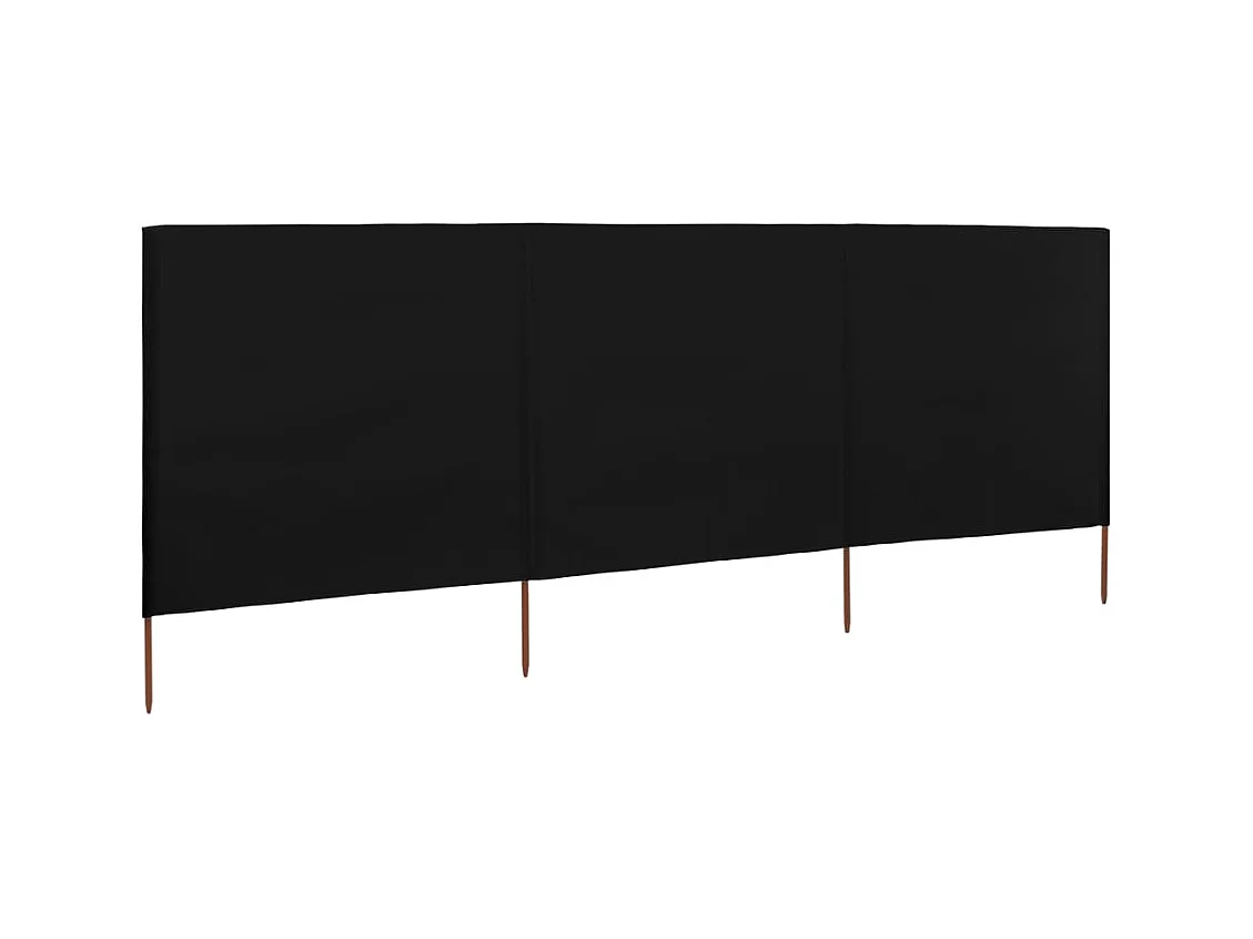 Paravent 3 panneaux Tissu 400x160 Noir