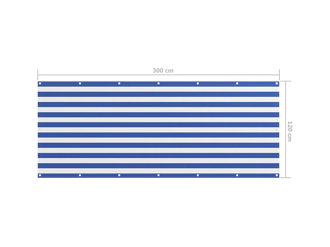 Écran de balcon Blanc et bleu 120x300 Tissu Oxford