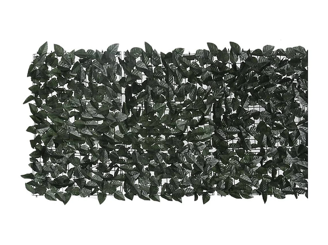 Écran de balcon avec feuilles vert foncé 600x75