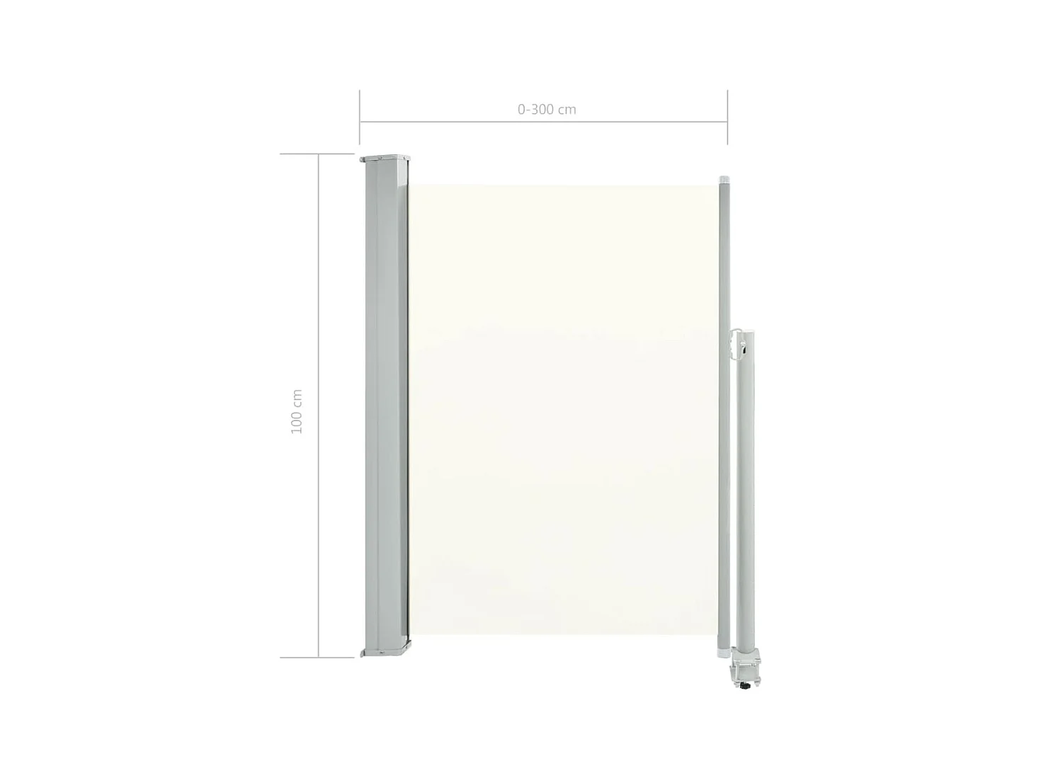 Auvent latéral rétractable de patio 100x300 Blanc cassé