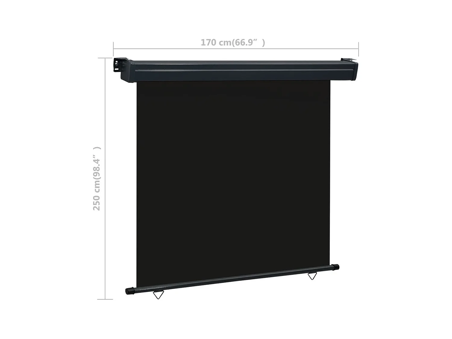 Auvent latéral de balcon 170x250 Noir 2