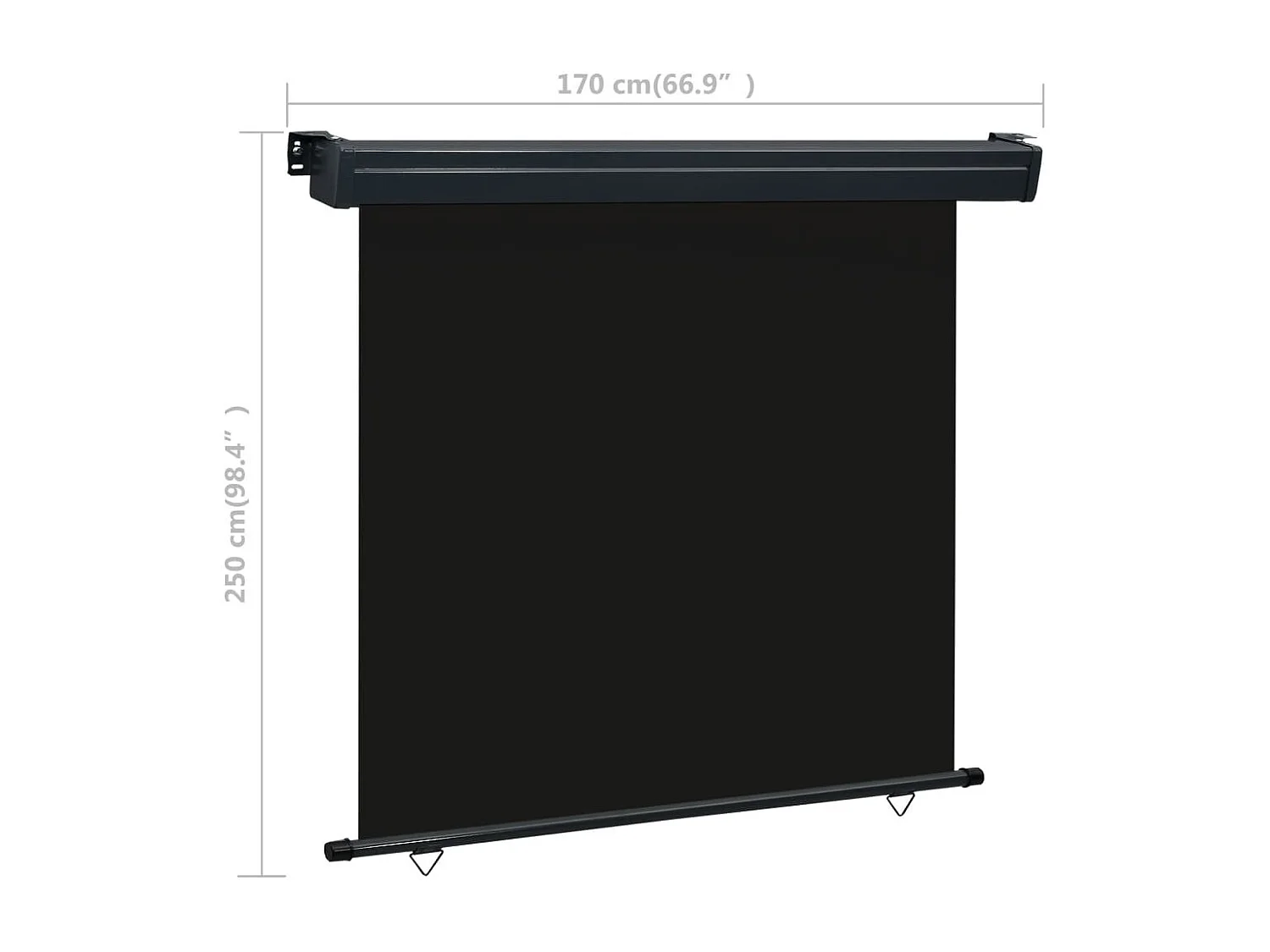 Auvent latéral de balcon 170x250 Noir 2