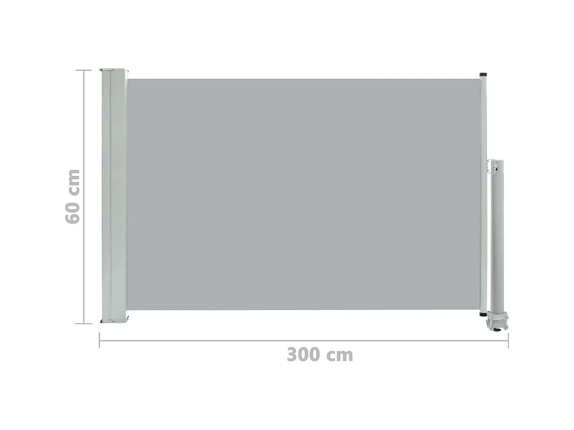 Auvent latéral rétractable de patio 60x300 Gris