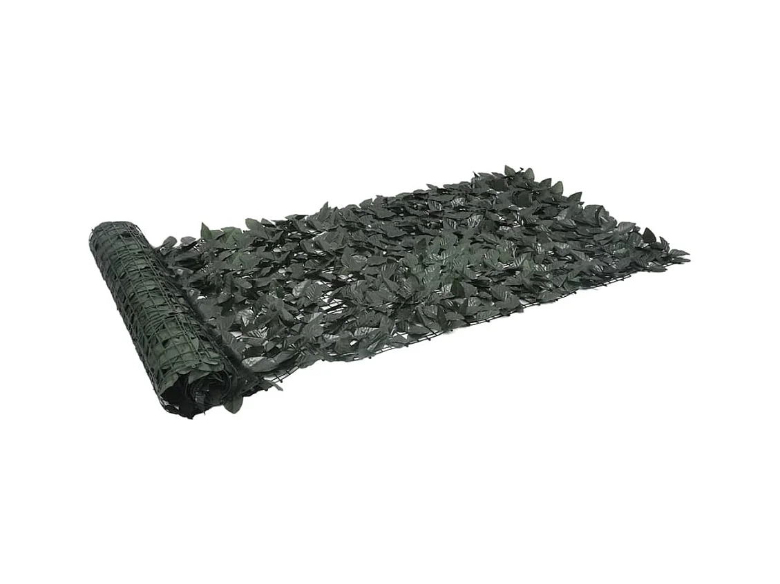 Écran de balcon avec feuilles vert foncé 400x100