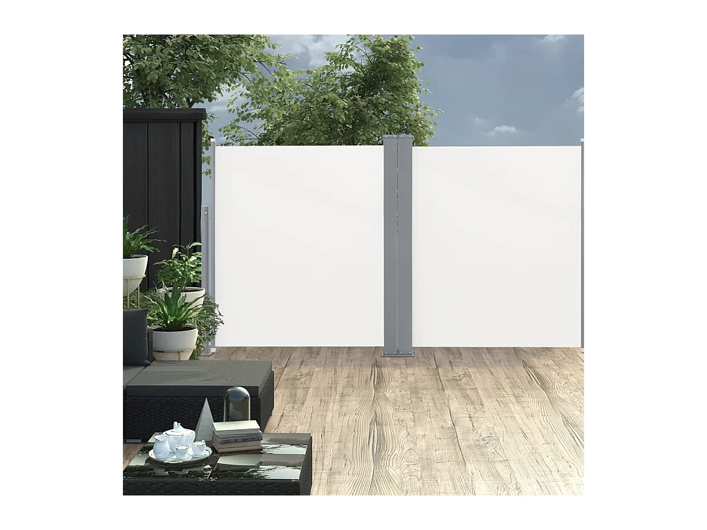 Auvent latéral double rétractable de patio 170x600 Crème