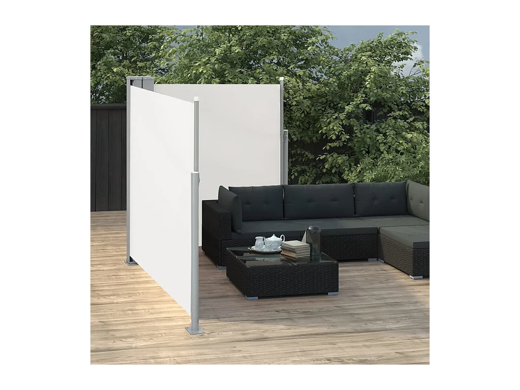 Auvent latéral double rétractable de patio 170x600 Crème