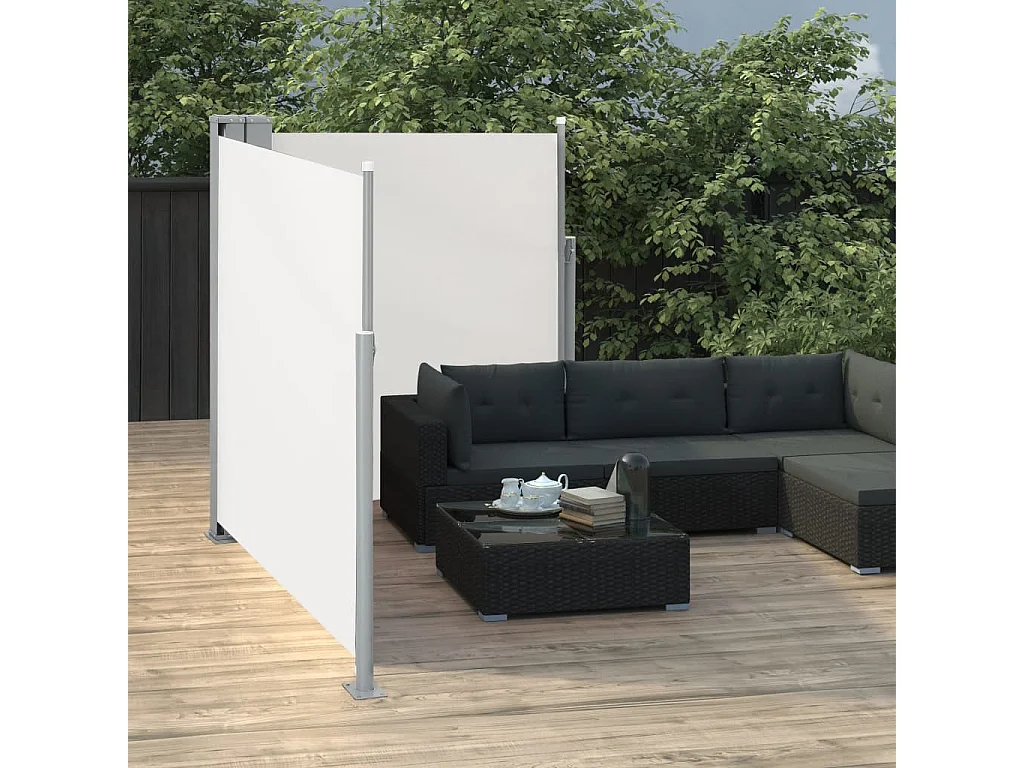 Auvent latéral double rétractable de patio 170x600 Crème