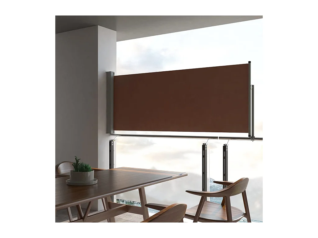 Auvent latéral rétractable de patio 100x300 Marron 2