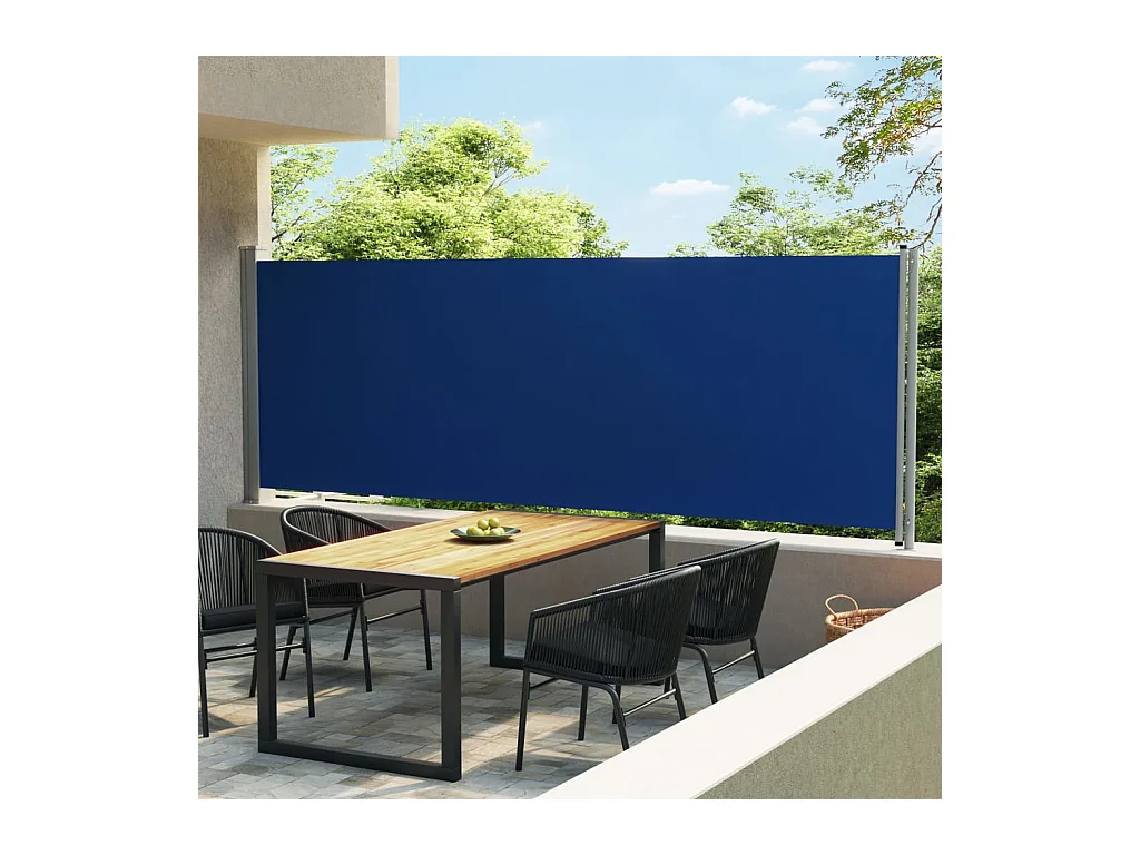 Auvent latéral rétractable de patio 600x160 Bleu